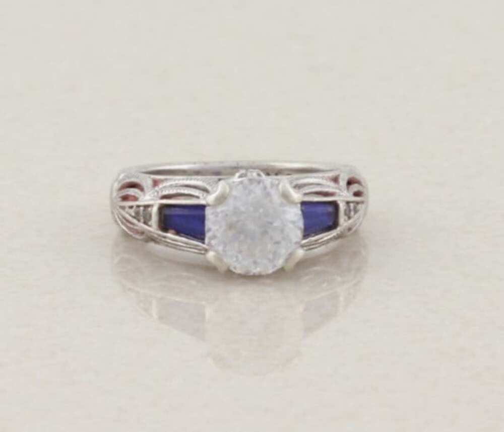Sterling Silver Cubic Zirconia & Lab Created Sapphire Tacori Ring Size 6 1/4